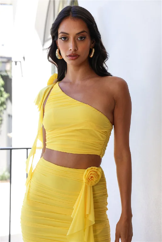 City Club Mesh Crop Top Yellow