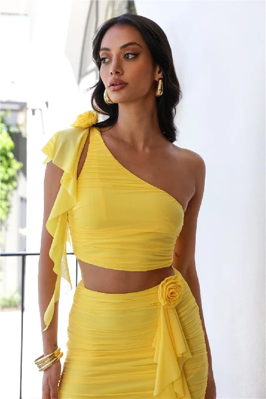 City Club Mesh Crop Top Yellow