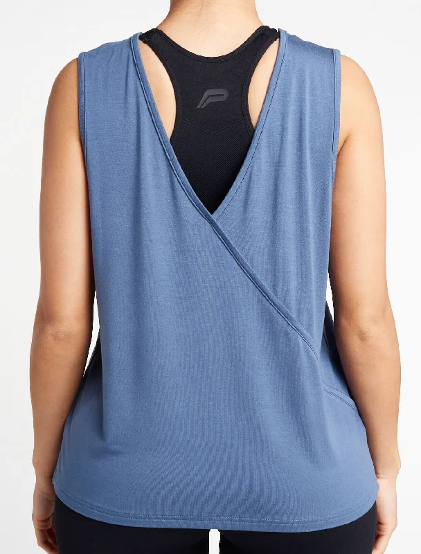 Crossover Tank Top - Deep Blue