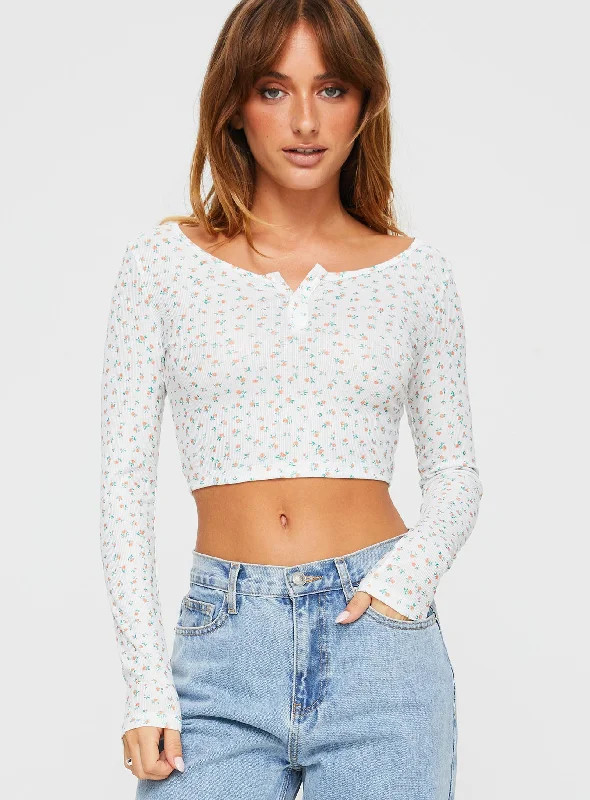 Dermott Long Sleeve Top White