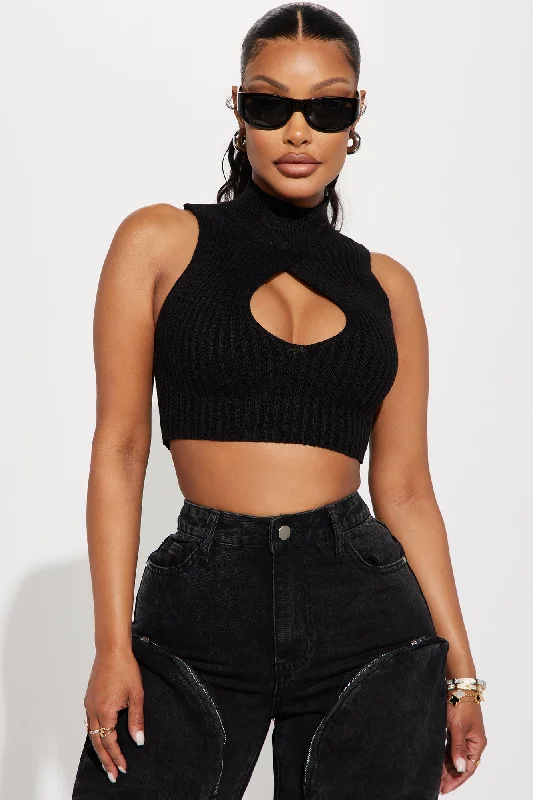 Dulcee Sweater Top - Black