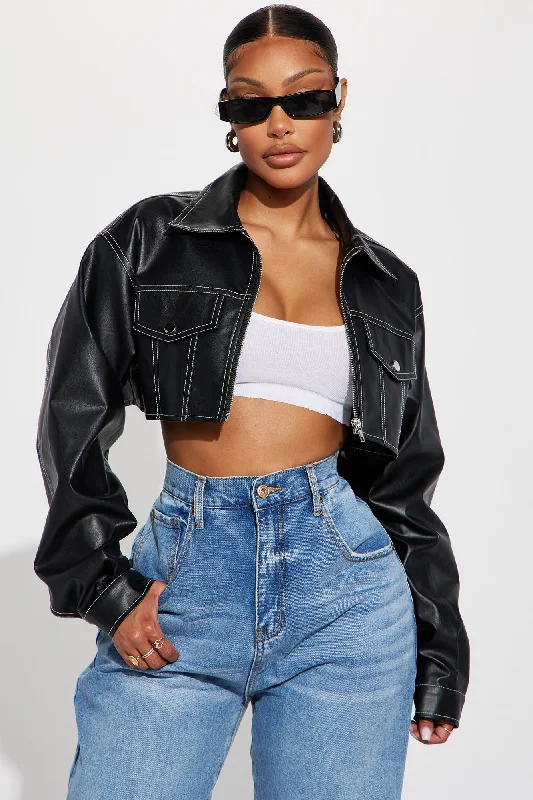 Elora Cropped Jacket - Black