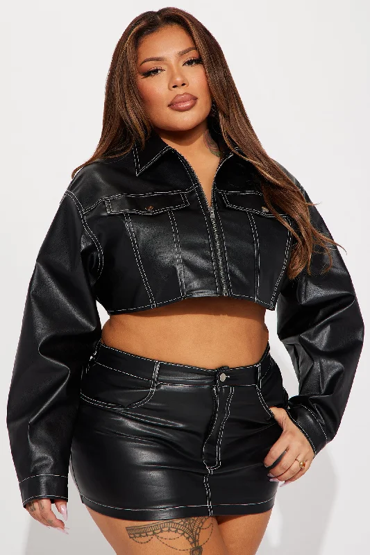 Elora Cropped Jacket - Black