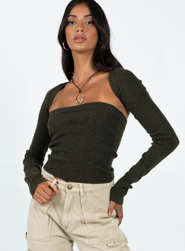 Freesia Two Piece Bolero Top Khaki