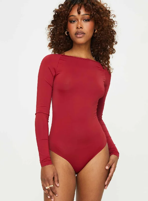 Gatewood Long Sleeve Bodysuit Burgundy