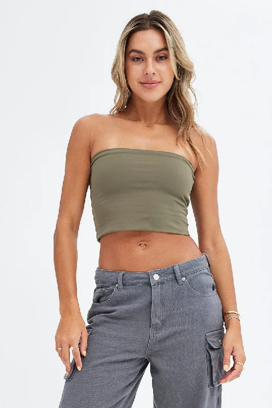 Green Bandeau Top