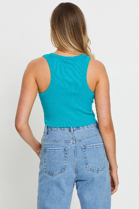 Green Crop Top Sleeveless