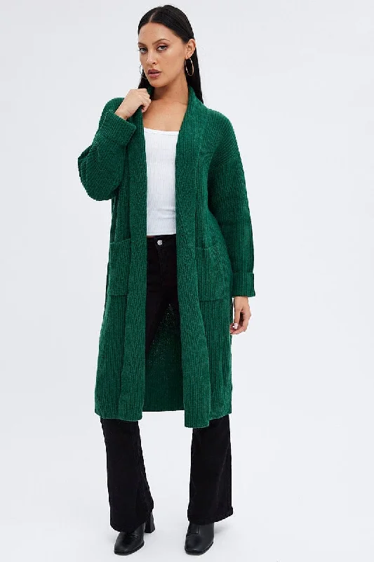 Green Longline Cardigan