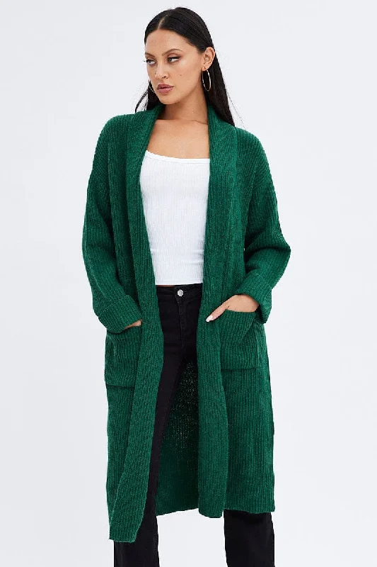 Green Longline Cardigan