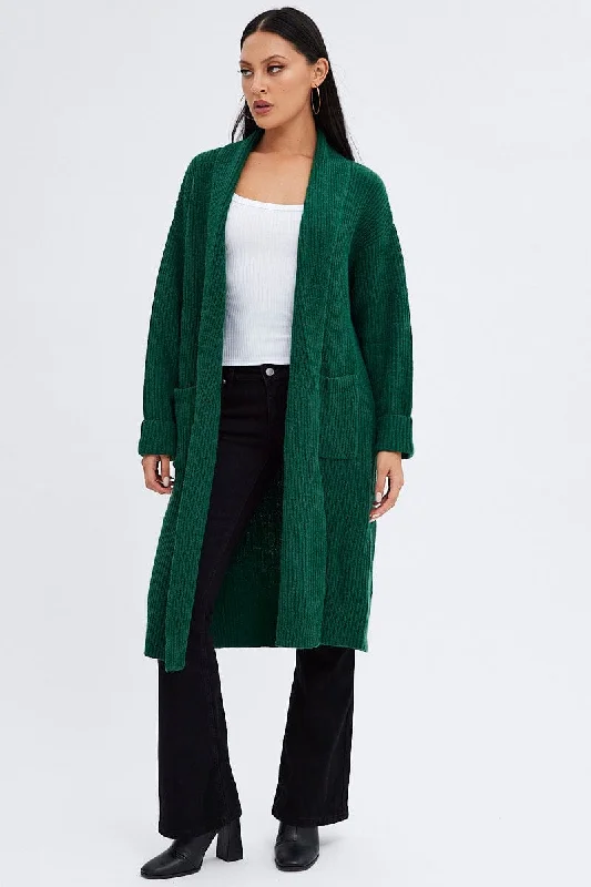 Green Longline Cardigan