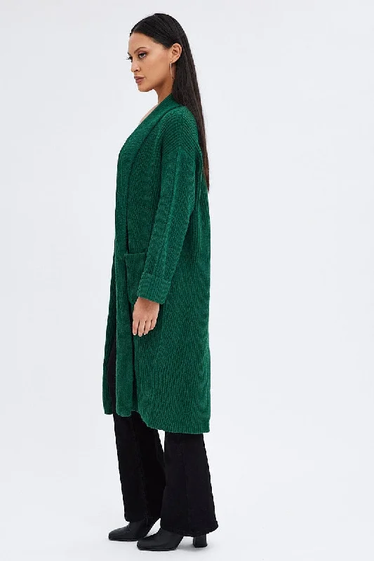 Green Longline Cardigan