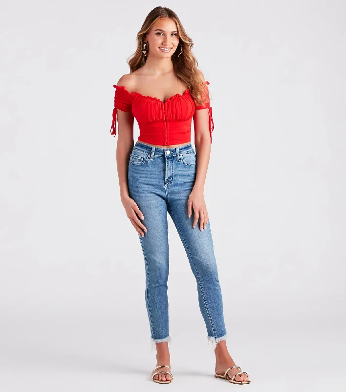 Hooked In Ruched Crop Top