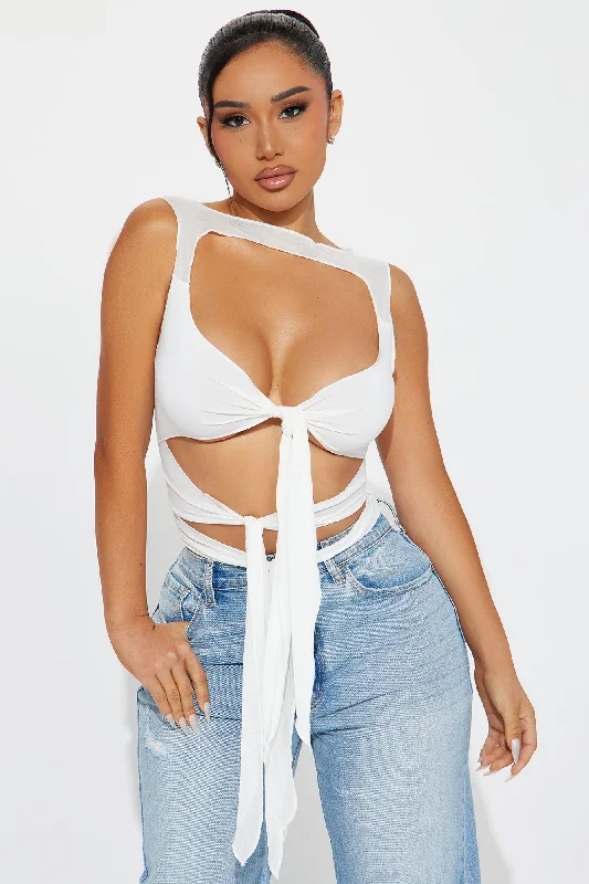 Irresistibly Me Mesh Top - White