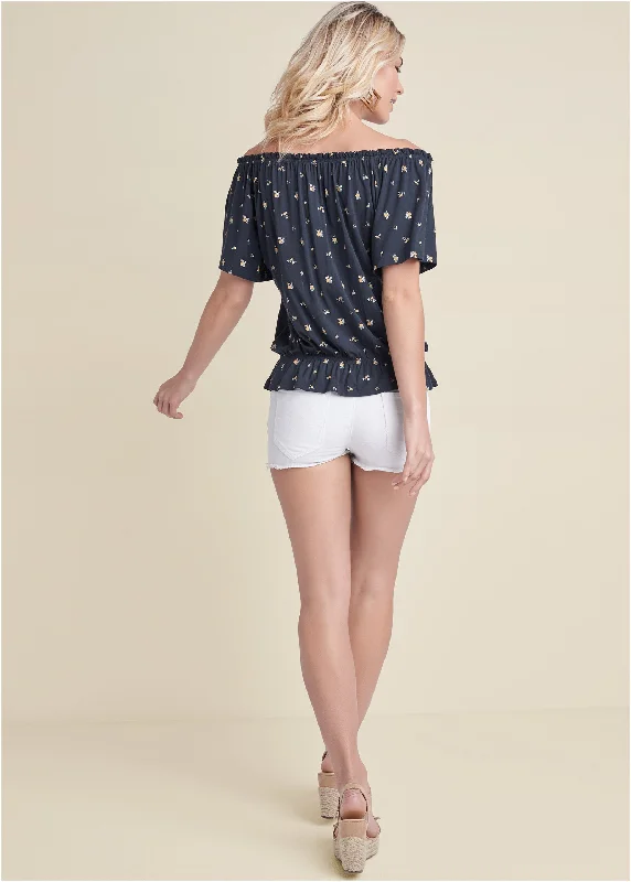 Floral  top - Navy