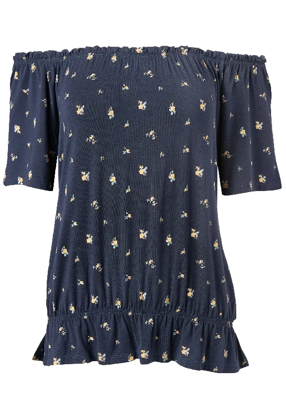 Floral  top - Navy