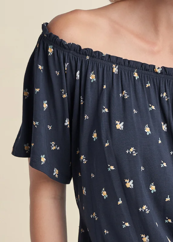 Floral  top - Navy