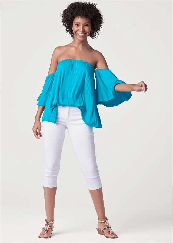 Off-the-shoulder top - Aqua