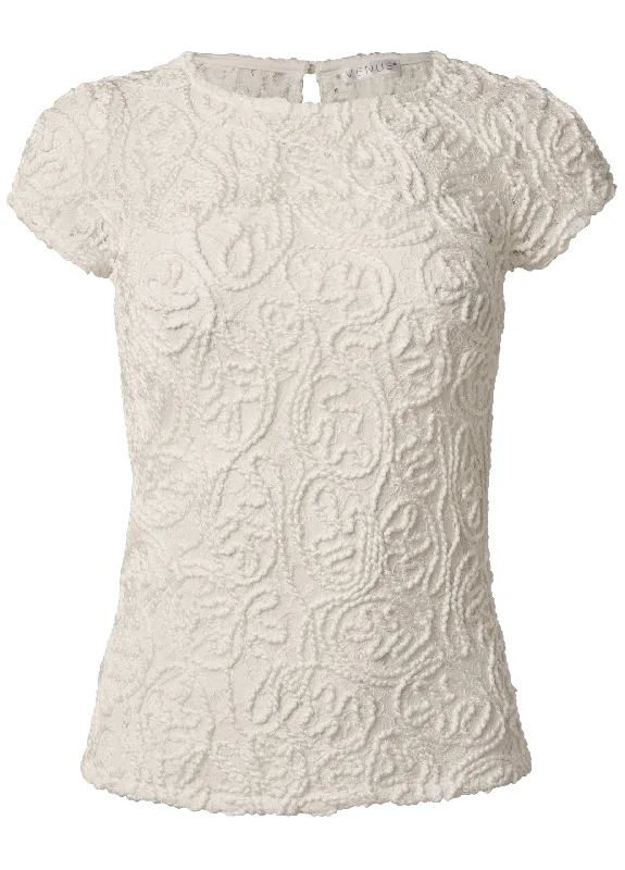 Cap sleeve lace top - White