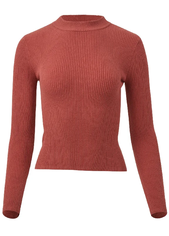 Ribbed Long Sleeve Top - Rust