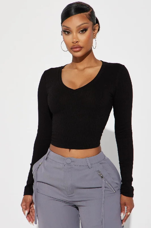 Jenni Ribbed Crop Top - Black