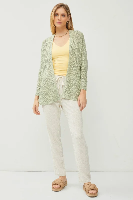 Light Olive Knit Dolman Sleeve Cardigan