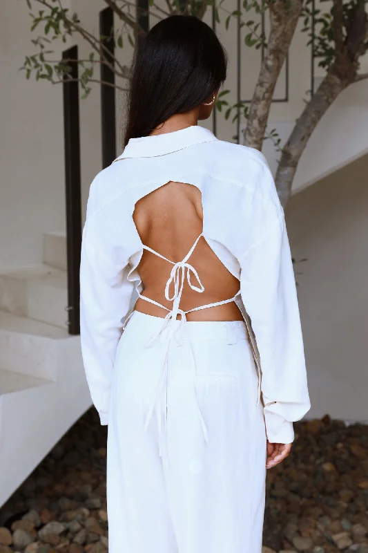 LIONESS Horizon Backless Shirt Off White