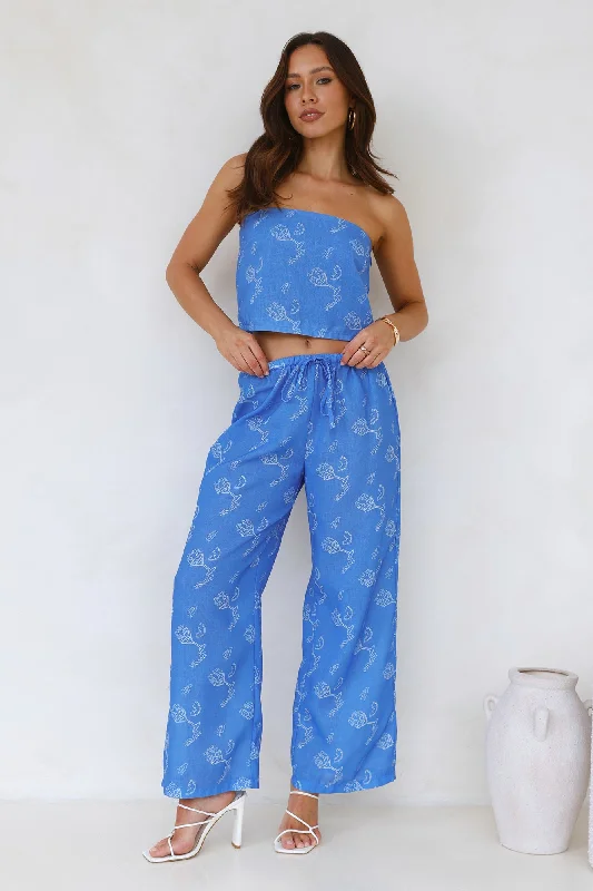 Melon Mix Strapless Crop Top Blue