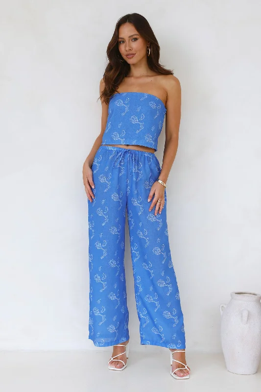 Melon Mix Strapless Crop Top Blue