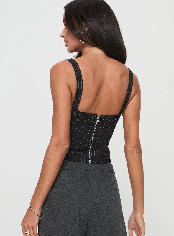 Melvin Corset Top Black Stripe