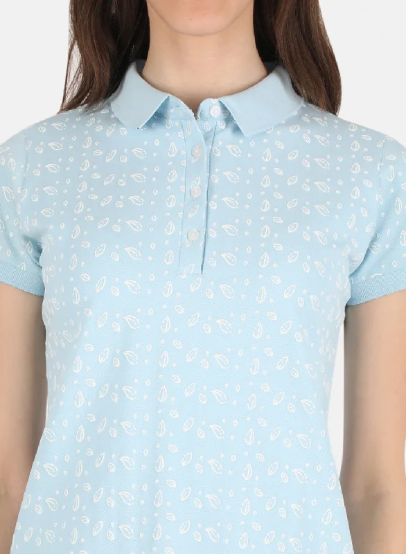 Women Blue Printed T-Shirt