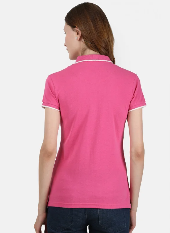 Womens Pink Plain T-Shirt