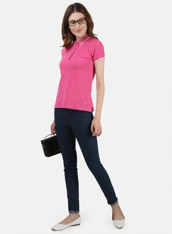 Womens Pink Plain T-Shirt