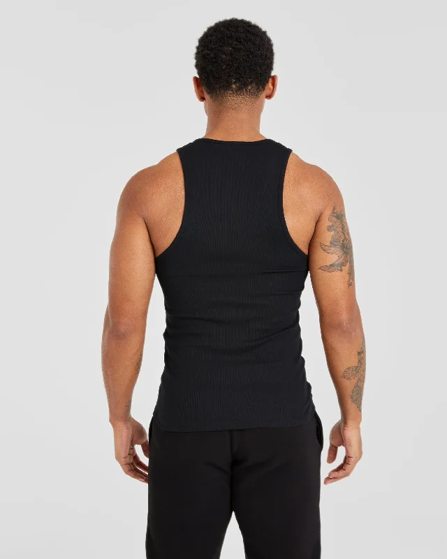 Muscle Ribbed Tank - Black