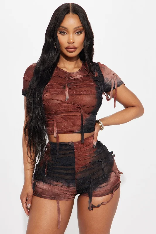 Nelly Distressed Baby Tee - Brown/combo