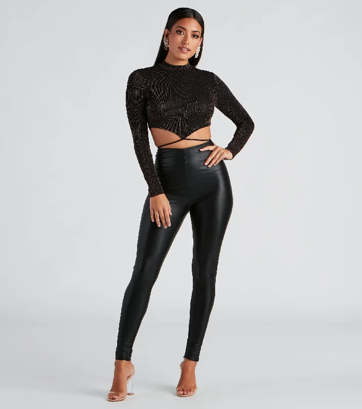 Night Life Metallic Knit Crop Top