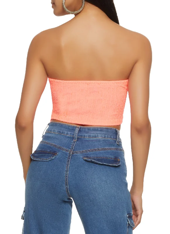 Textured Knit Sharkbite Hem Tube Top