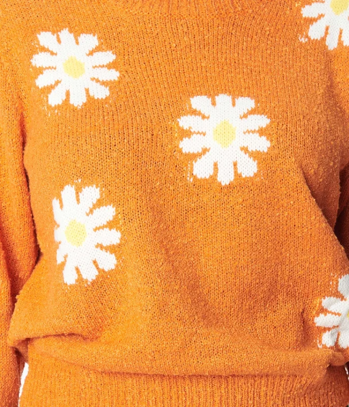 Orange & White Daisy Sweater