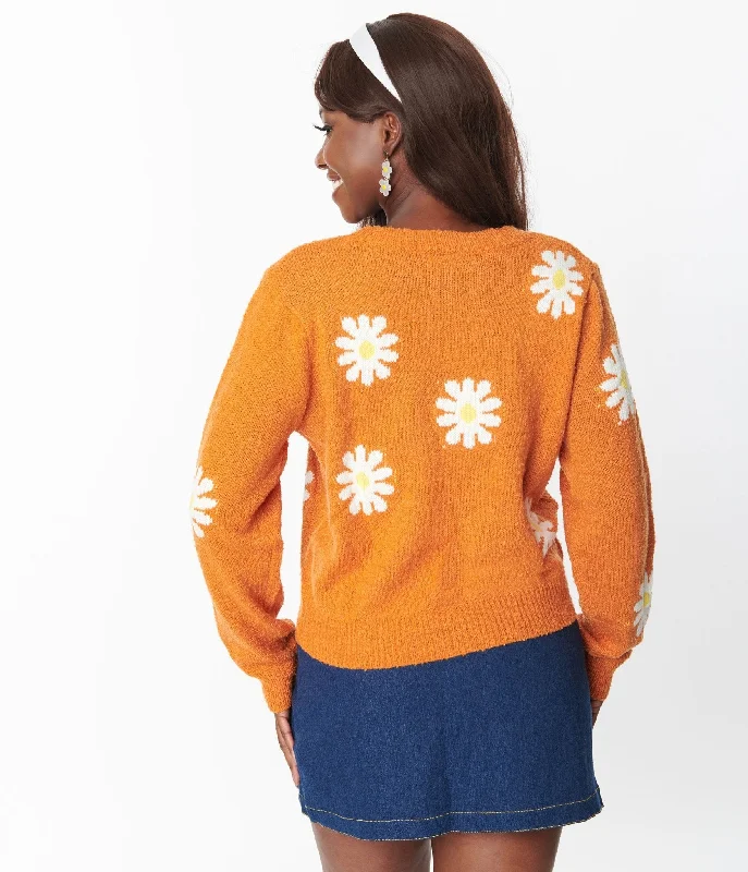 Orange & White Daisy Sweater