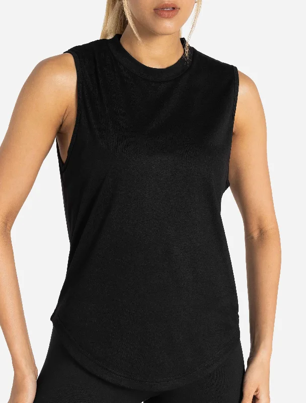 Oversized Graphic Tank - Black