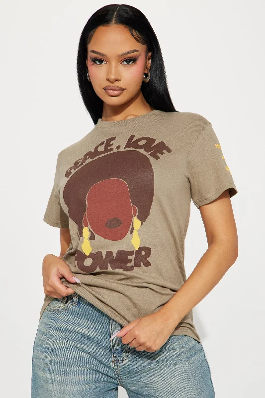 Peace Love And Power Graphic Top - Taupe