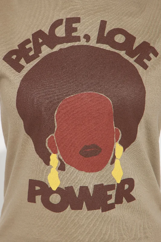 Peace Love And Power Graphic Top - Taupe