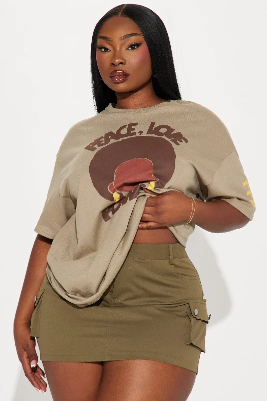 Peace Love And Power Graphic Top - Taupe