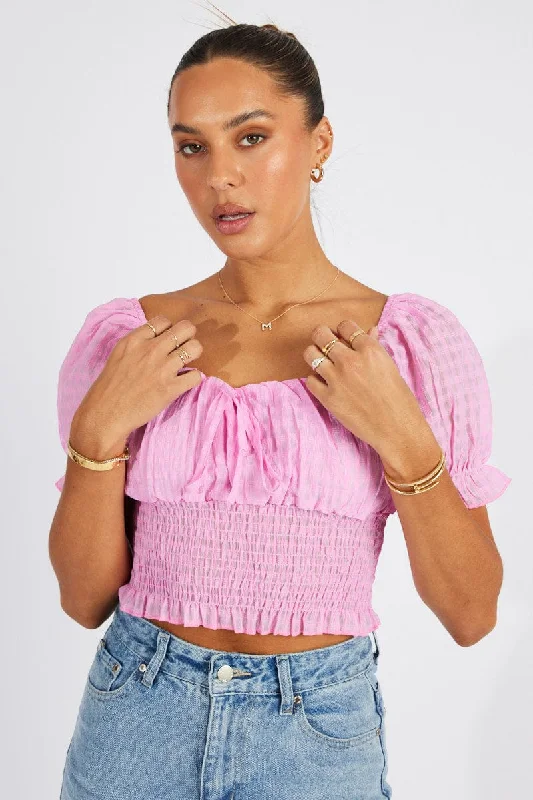 Pink Crop Top Short Sleeve