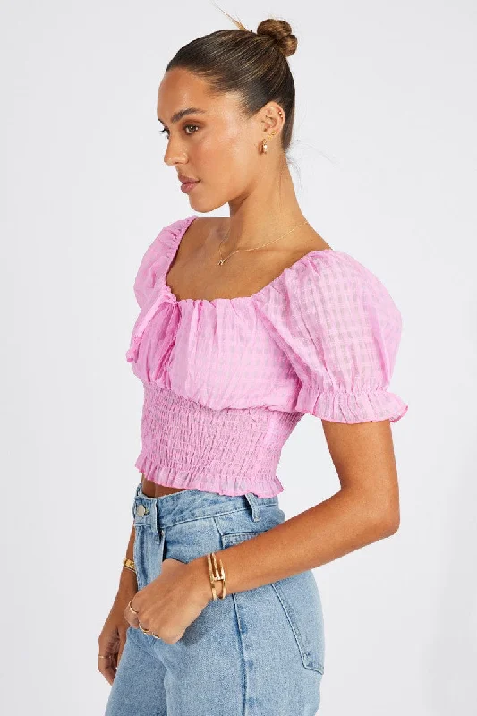 Pink Crop Top Short Sleeve