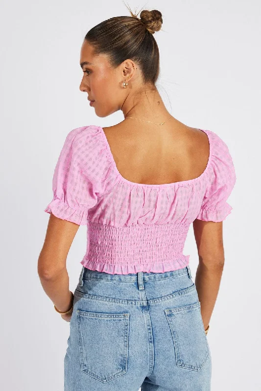 Pink Crop Top Short Sleeve