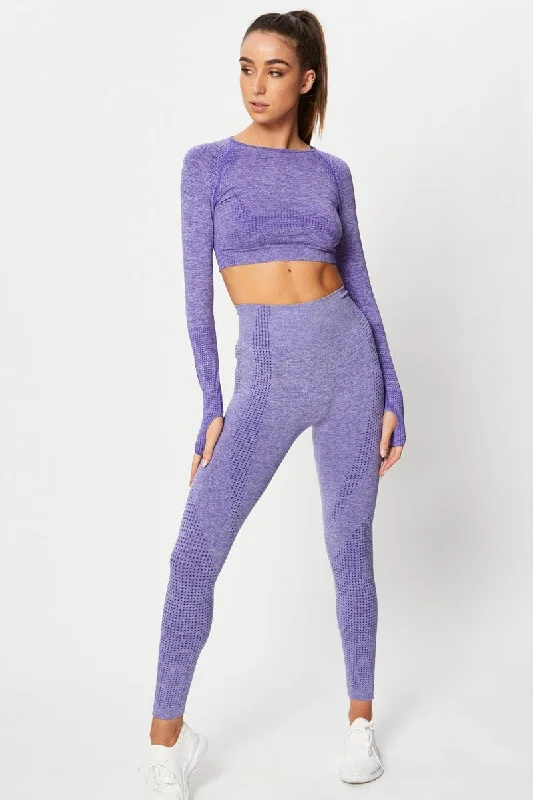 Purple Seamless Activewear Long Sleeve Top