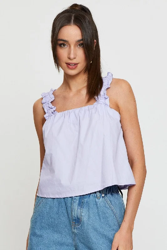 Purple Square Neck Crop Top