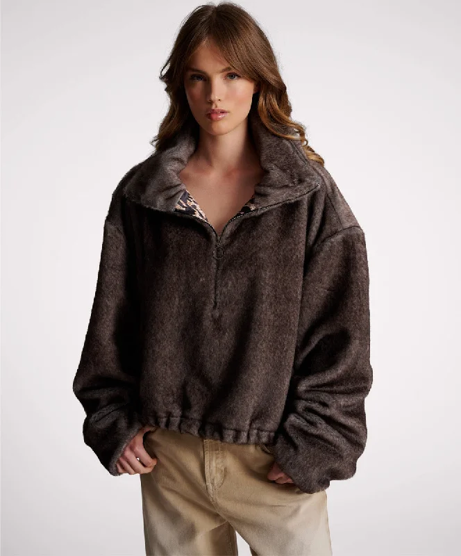 SAUVAGE FAUX FUR CROPPED PULLOVER JACKET