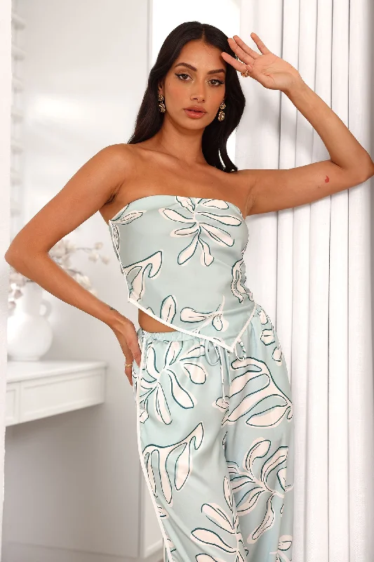 Silkier Style Satin Strapless Top Sage