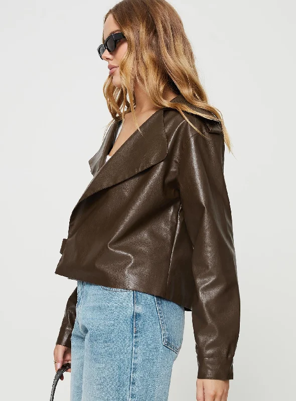 Staerk Faux Leather Jacket Brown